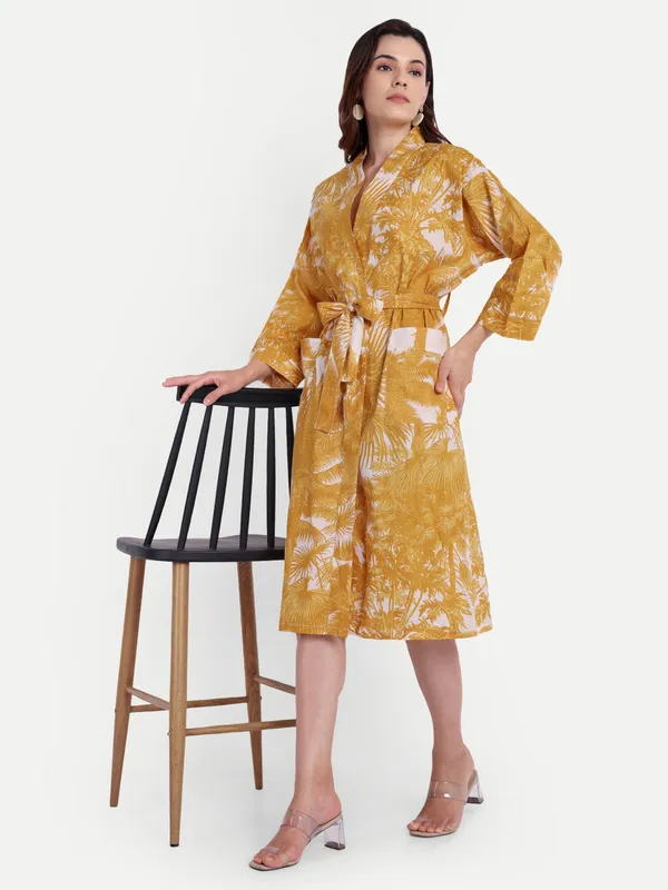 Yellow_Palm_Tree_Printed_Cotton_Kimono/_Bathrobe_For_Women_&_Girls