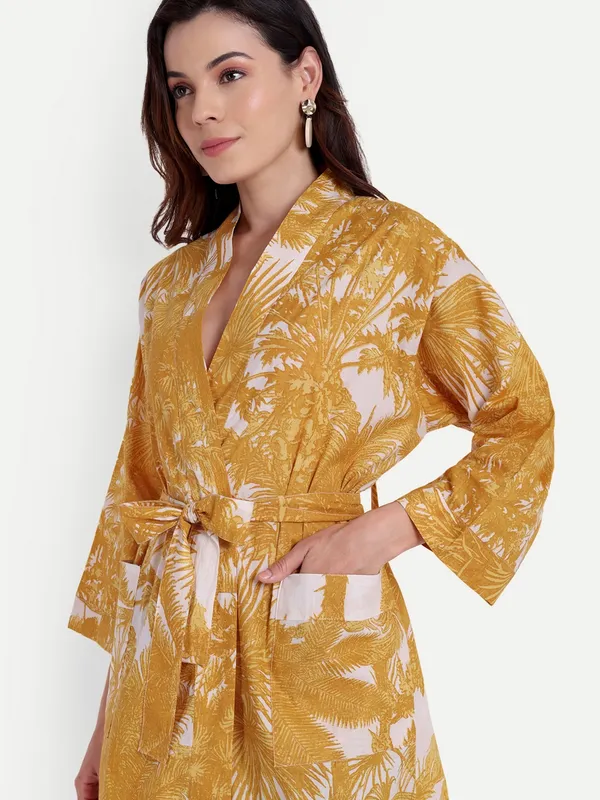 Yellow_Palm_Tree_Printed_Cotton_Kimono/_Bathrobe_For_Women_&_Girls