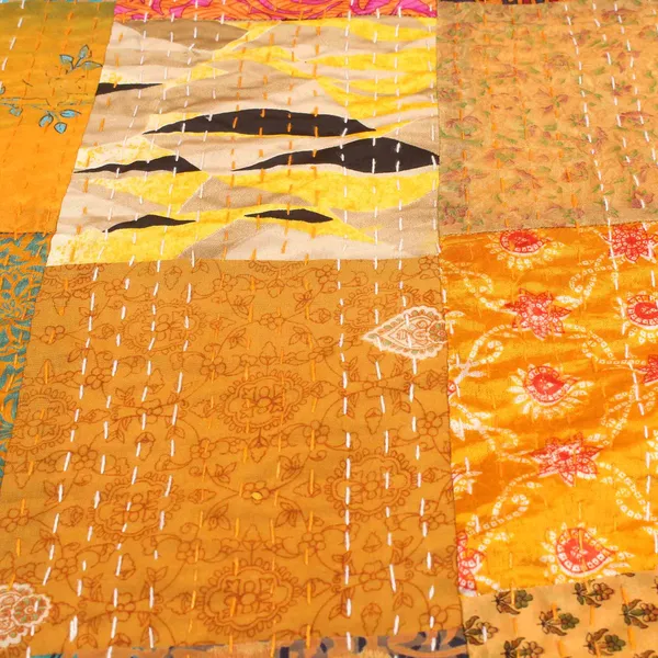 Yellow_Luxurious_Handcrafted_Silk_Patch_Work_Quilt