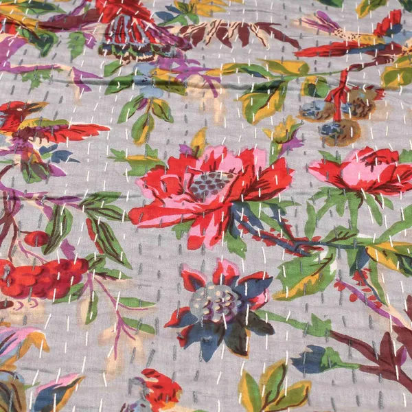 Grey_Comfortable_Handcrafted_Cotton_Kantha_Quilt