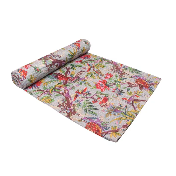Grey_Comfortable_Handcrafted_Cotton_Kantha_Quilt