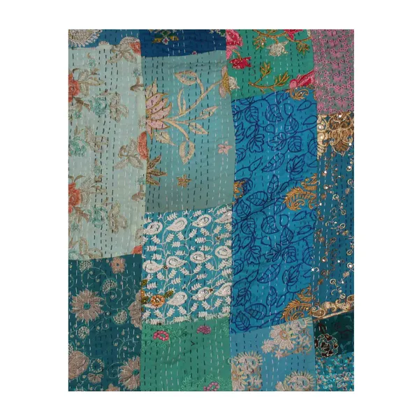Turquoise_Handcrafted_Semi_Silk_Khambadiya_Kantha_Quilt