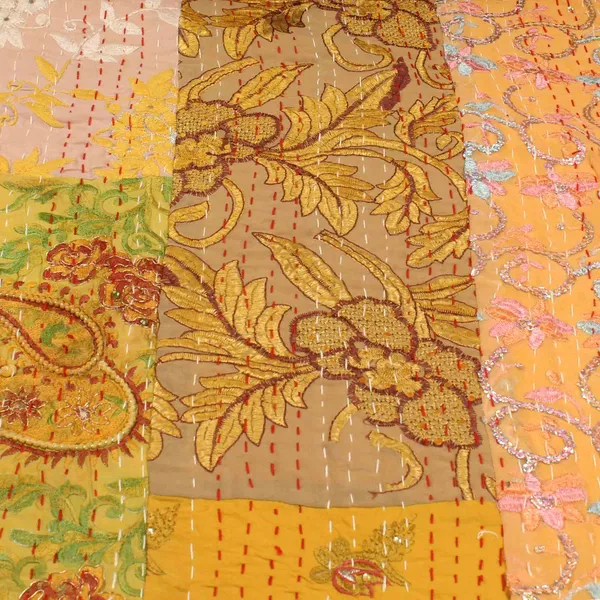 Yellow_Handcrafted_Semi_Silk_Khambadiya_Kantha_Quilt
