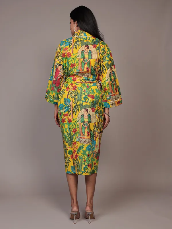 Yellow_Printed_Cotton_Kimono/_Bathrobe_For_Women_&_Girls