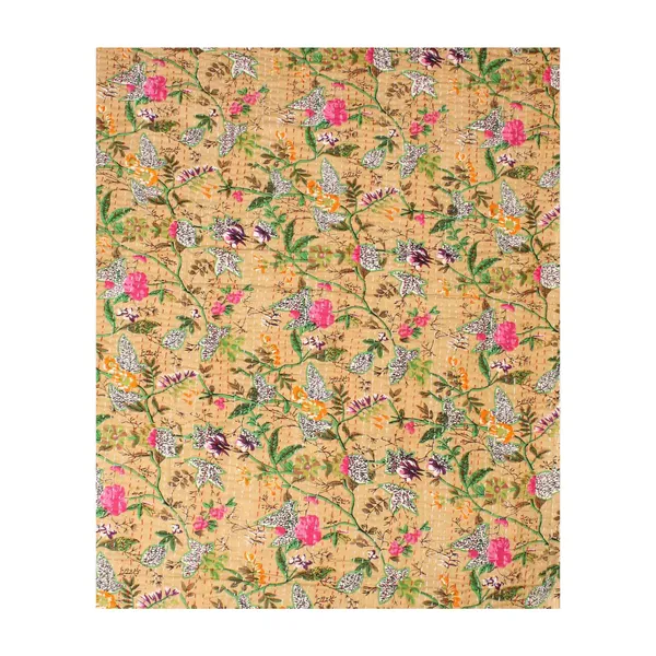 Beige_Comfortable_Handcrafted_Cotton_Kantha_Quilt