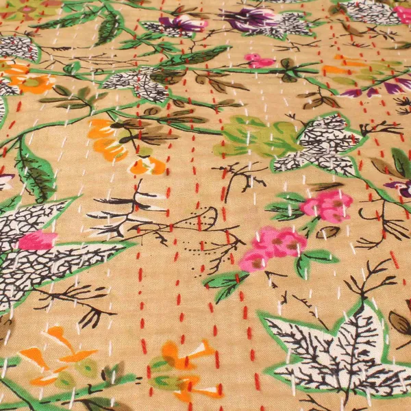 Beige_Comfortable_Handcrafted_Cotton_Kantha_Quilt