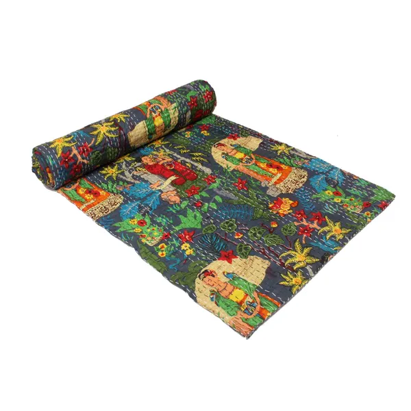 Grey_Comfortable_Handcrafted_Cotton_Kantha_Quilt