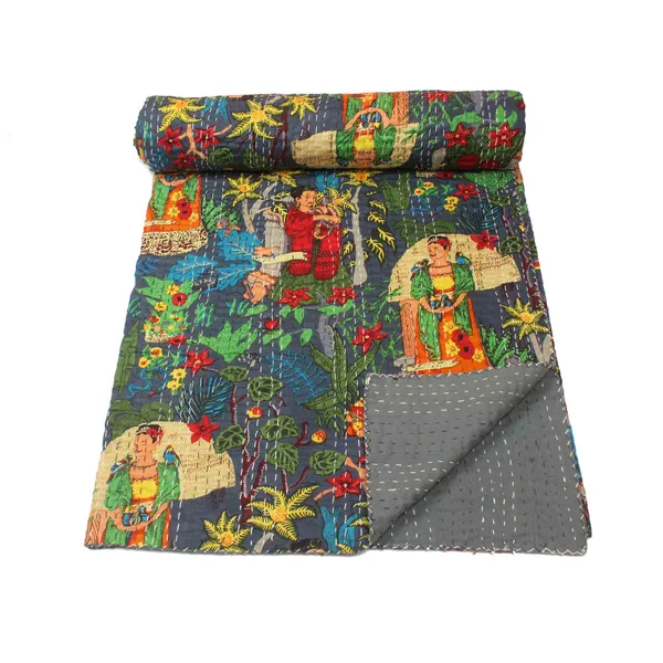 Grey_Comfortable_Handcrafted_Cotton_Kantha_Quilt