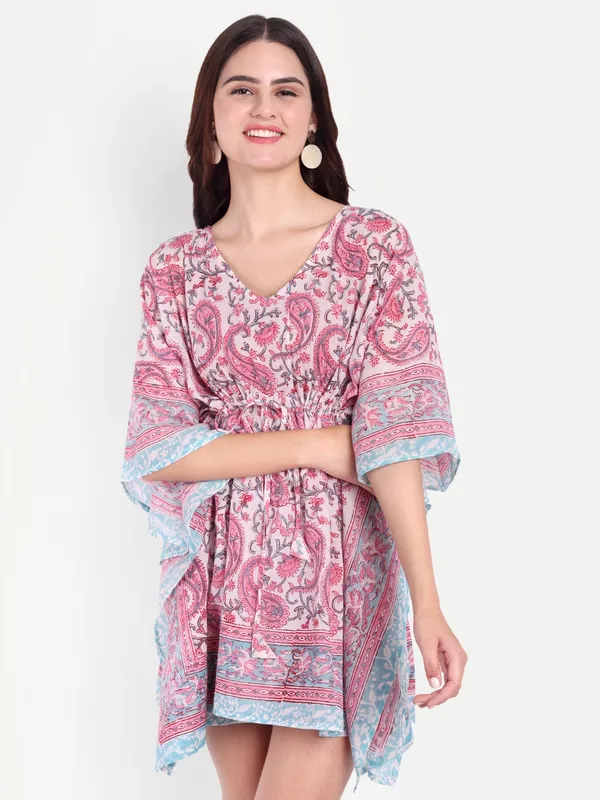 Multicolour_Handblock_Print_Cotton_Short_Kaftan_For_Women_&_Girls