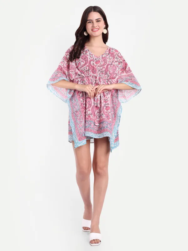 Multicolour_Handblock_Print_Cotton_Short_Kaftan_For_Women_&_Girls