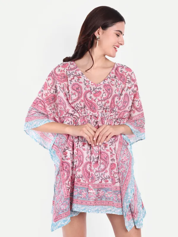 Multicolour_Handblock_Print_Cotton_Short_Kaftan_For_Women_&_Girls