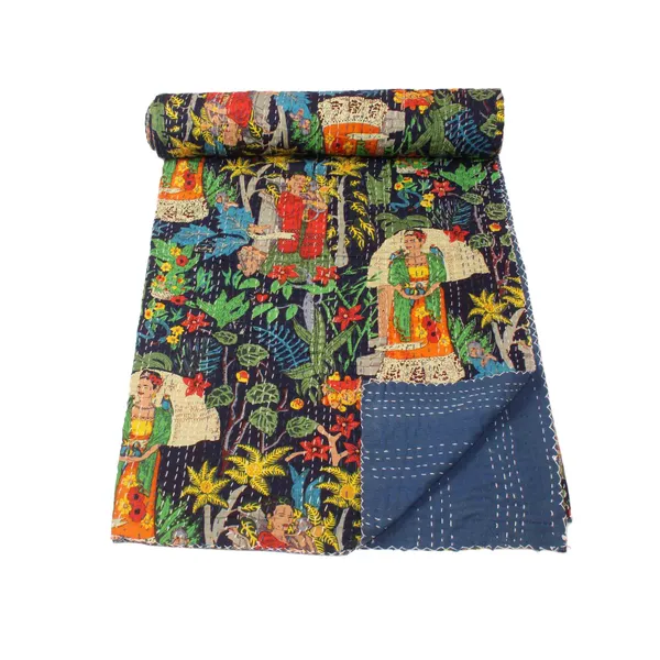Navy_Comfortable_Handcrafted_Cotton_Kantha_Quilt