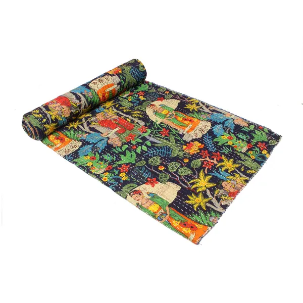 Navy_Comfortable_Handcrafted_Cotton_Kantha_Quilt
