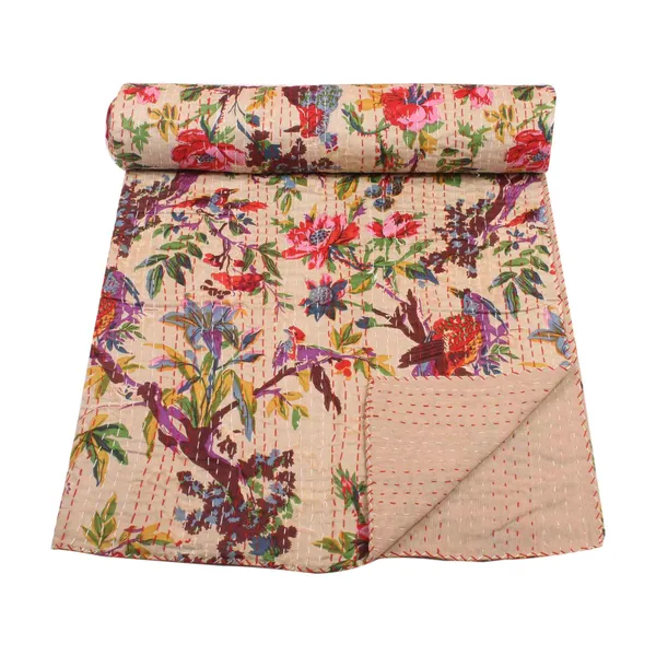 Beige_Comfortable_Handcrafted_Cotton_Kantha_Quilt