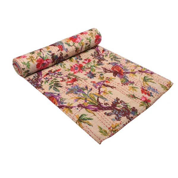 Beige_Comfortable_Handcrafted_Cotton_Kantha_Quilt