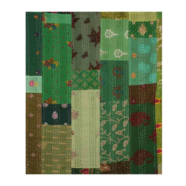 Green_Handcrafted_Semi_Silk_Khambadiya_Kantha_Quilt