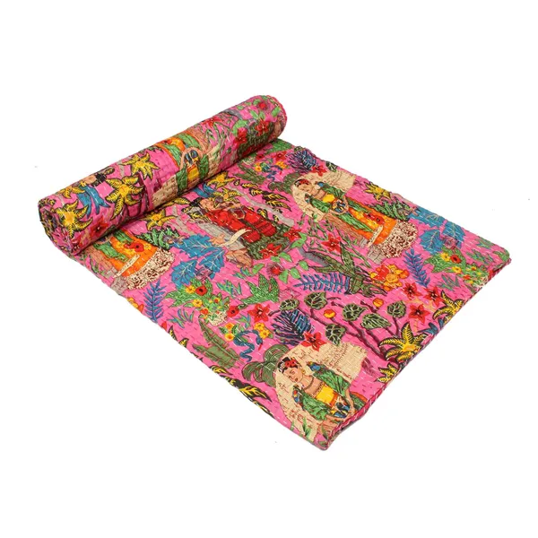 Pink_Comfortable_Handcrafted_Cotton_Kantha_Quilt