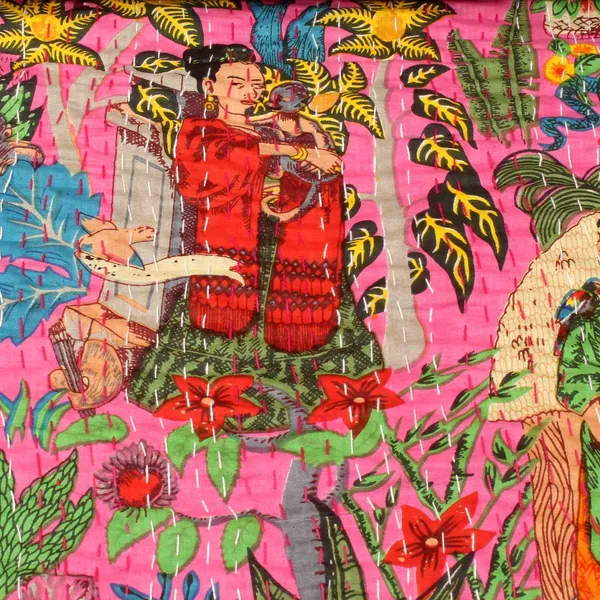Pink_Comfortable_Handcrafted_Cotton_Kantha_Quilt