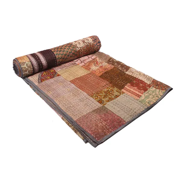 Brown_Luxurious_Handcrafted_Silk_Patch_Work_Quilt