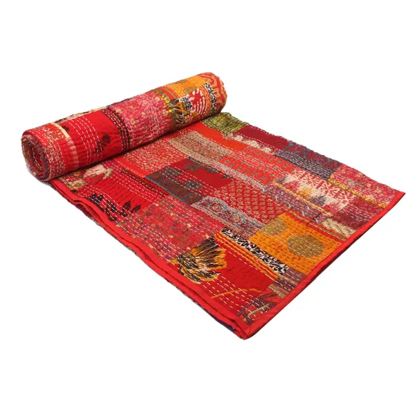 Red_Luxurious_Handcrafted_Silk_Patch_Work_Quilt