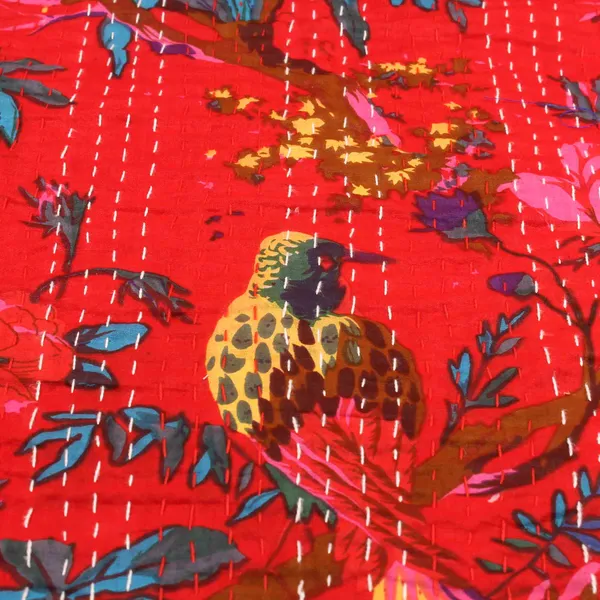 Red_Comfortable_Handcrafted_Cotton_Kantha_Quilt