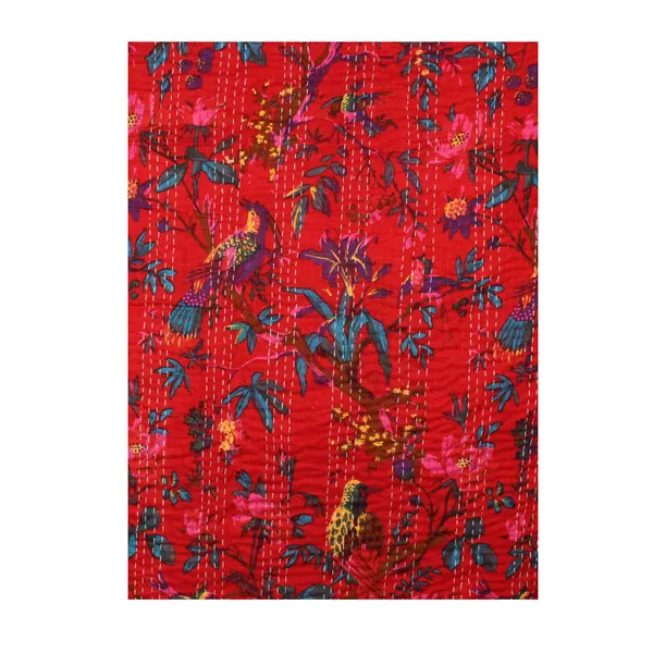 Red_Comfortable_Handcrafted_Cotton_Kantha_Quilt