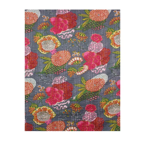Grey_Comfortable_Handcrafted_Cotton_Kantha_Quilt