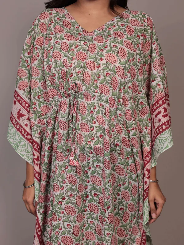 Beige_Handblock_Print_Cotton_Long_Kaftan_For_Women_&_Girls