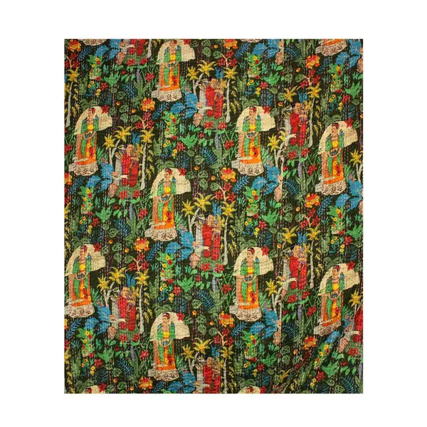 Green_Comfortable_Handcrafted_Cotton_Kantha_Quilt