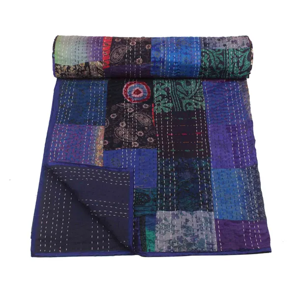 Blue_Luxurious_Handcrafted_Silk_Patch_Work_Quilt