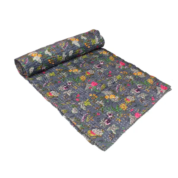 Grey_Comfortable_Handcrafted_Cotton_Kantha_Quilt