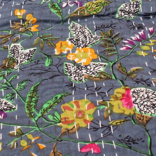 Grey_Comfortable_Handcrafted_Cotton_Kantha_Quilt
