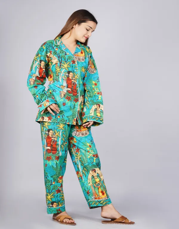 Sea_Green_Soft_Cotton_Nightsuit_For_Women_&_Girls