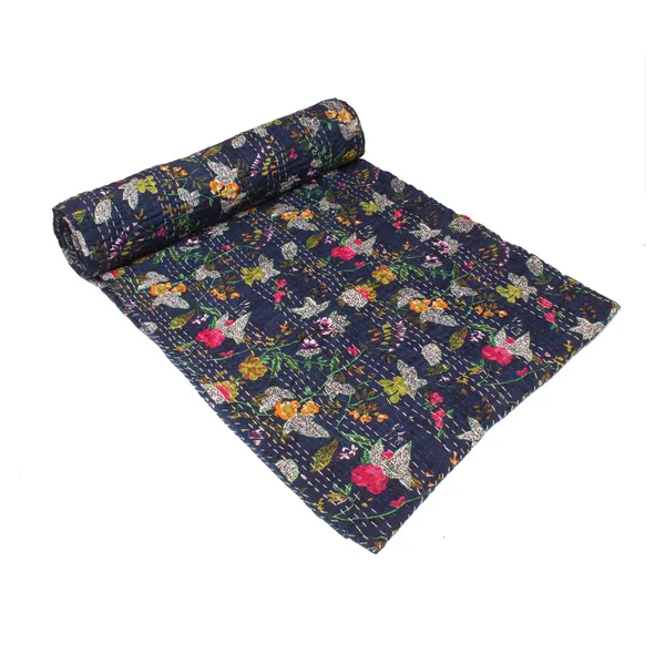 Navy_Comfortable_Handcrafted_Cotton_Kantha_Quilt