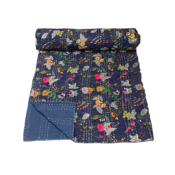 Navy_Comfortable_Handcrafted_Cotton_Kantha_Quilt