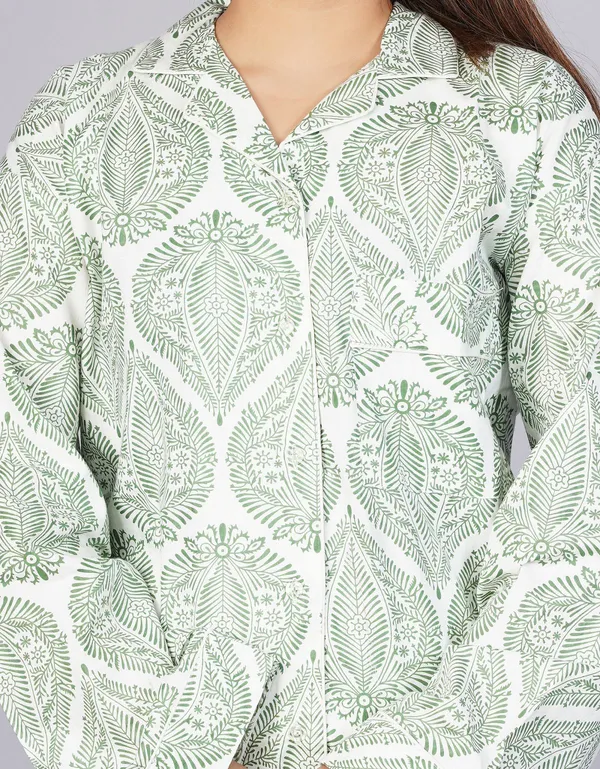 Dark_Green_&_White_Soft_Cotton_Nightsuit_For_Women_&_Girls