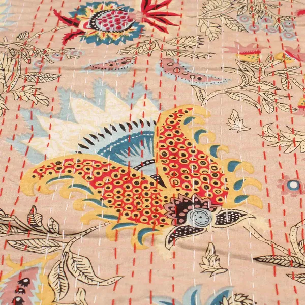 Beige_Comfortable_Handcrafted_Cotton_Kantha_Quilt