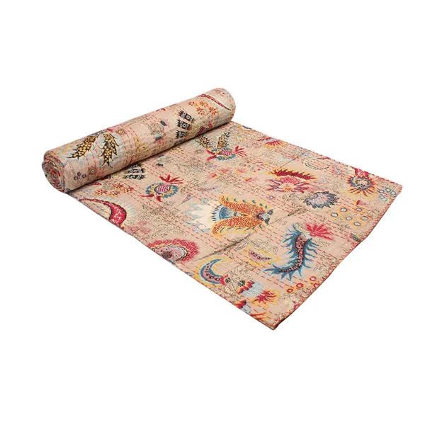Beige_Comfortable_Handcrafted_Cotton_Kantha_Quilt
