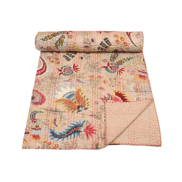 Beige_Comfortable_Handcrafted_Cotton_Kantha_Quilt