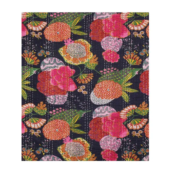 Navy_Comfortable_Handcrafted_Cotton_Kantha_Quilt