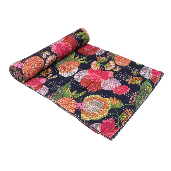 Navy_Comfortable_Handcrafted_Cotton_Kantha_Quilt