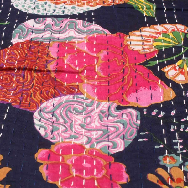 Navy_Comfortable_Handcrafted_Cotton_Kantha_Quilt