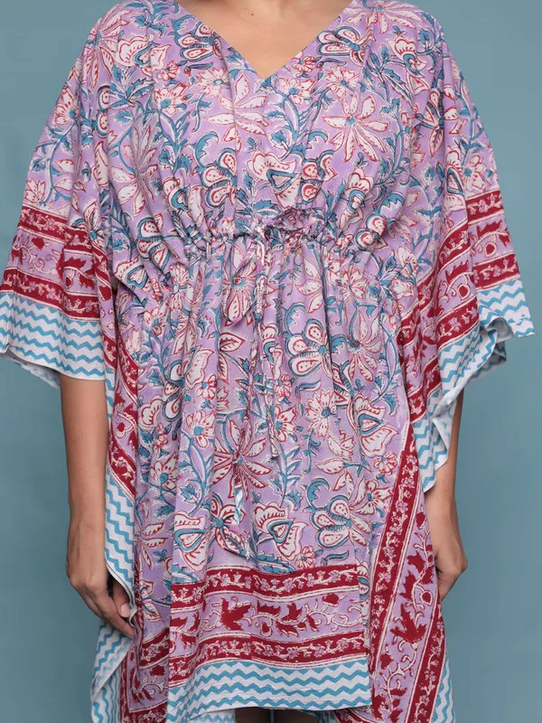 Purple_Handblock_Print_Cotton_Short_Kaftan_For_Women_&_Girls
