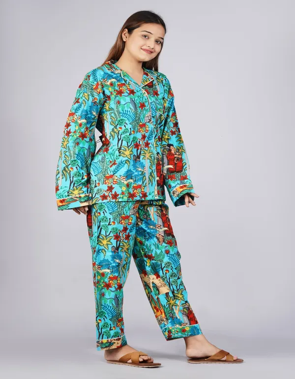 Turquoise_Soft_Cotton_Nightsuit_For_Women_&_Girls