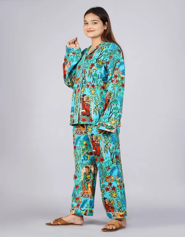 Turquoise_Soft_Cotton_Nightsuit_For_Women_&_Girls