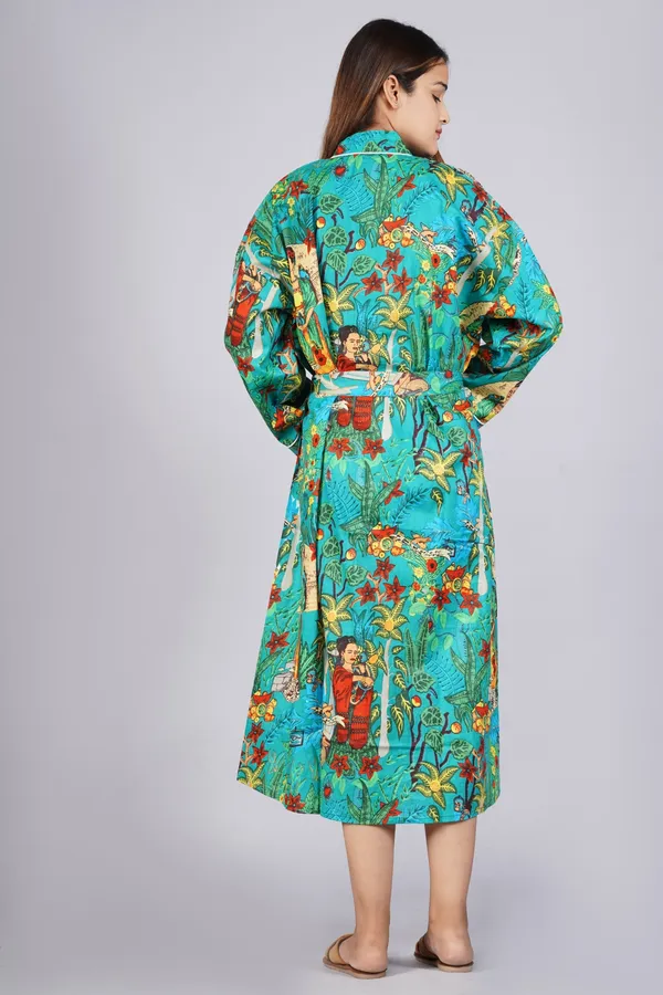 Sea_Green_Printed_Cotton_Kimono/_Bathrobe_For_Women_&_Girls