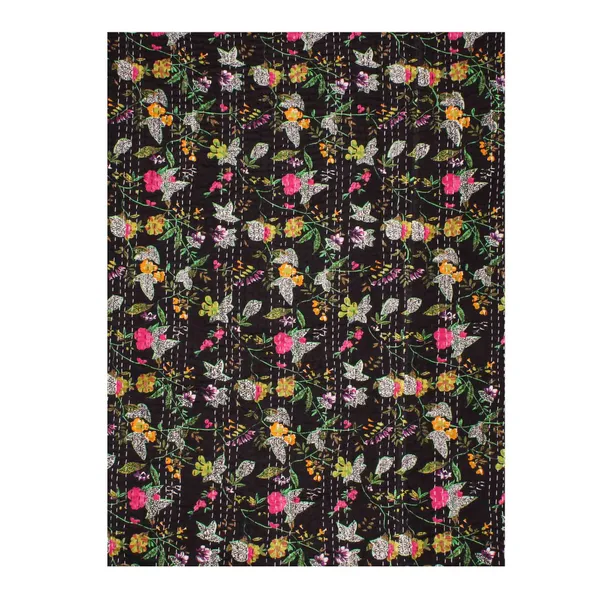 Black_Comfortable_Handcrafted_Cotton_Kantha_Quilt