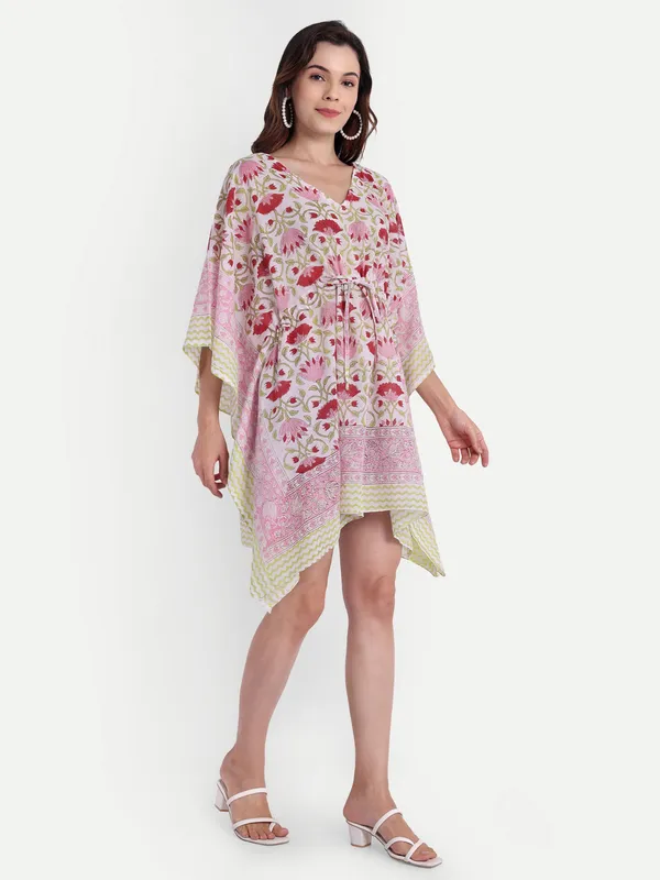 Multicolour_Handblock_Print_Cotton_Short_Kaftan_For_Women_&_Girls