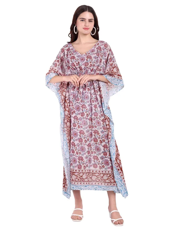 White_Handblock_Print_Cotton_Long_Kaftan_For_Women_&_Girls