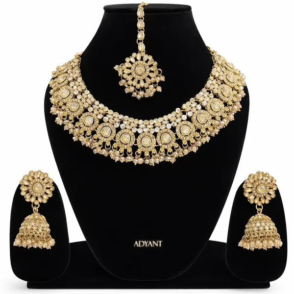 Adyant_Jewels_Gold-Plated_Kundan_Choker_Necklace_Set_with_Jhumka_Earrings_&_Maang_Tikka_|_Traditional_Antique_Bridal_Jewellery_for_Women_|_Festive_&_Wedding_Collection